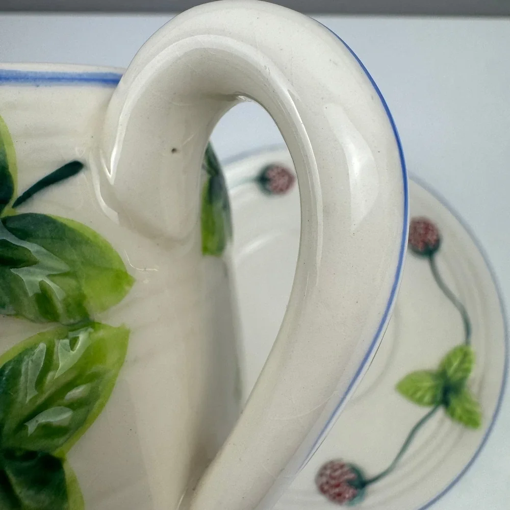 Vtg Strawberry Cup Saucer Ceramic Coffee Tea Set Berry Cottagecore Kitchen